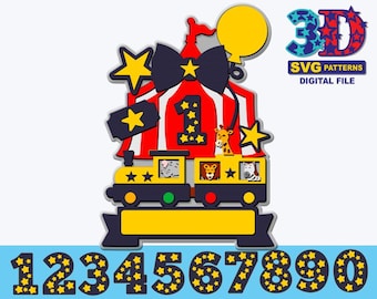 Circus Birthday Cake Topper SVG: DIY Party Decor (Digital Download)