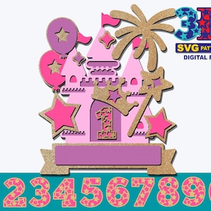Princess Castle Birthday Cake Topper, Castle svg, Girl Birthday Party, Any Age Birthday, DIY digital download svg cricut silhouette