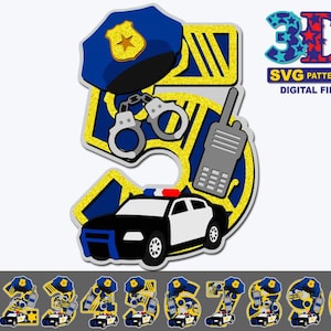 Police Birthday Party Numbers, Police svg, Boy Birthday Party, Any Age Birthday, DIY digital download svg cricut silhouette