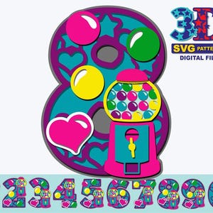 Bubblegum Birthday Numbers SVG, Bubblegum Alphabet svg, ABC svg, DIY digital download svg cricut silhouette