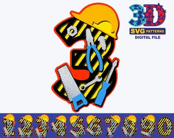 Construction Birthday Numbers SVG: DIY Party Decor (Digital Download)