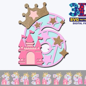 Princess castle Birthday Party Numbers, castle svg, Girl Birthday Party, Any Age Birthday, DIY digital download svg cricut and silhouette