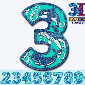 Whale Birthday Party Numbers, Ocean svg, Boy Birthday Party, Any Age Birthday, DIY digital download svg cricut silhouette