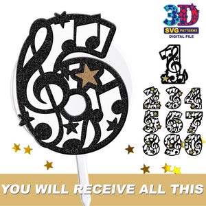 Music Birthday Party Numbers, Music Notes svg, Musician Birthday Party, Any Age Birthday, DIY digital download svg cricut silhouette