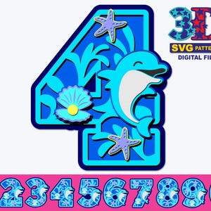 Numéros de fête d'anniversaire dauphins, dauphins svg, fête d'anniversaire fille, anniversaire de tout âge, bricolage téléchargement numérique svg cricut silhouette