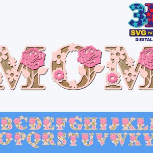 Alfabeto SVG del día de la madre, SVG del día de la madre, Letras, Descarga digital de bricolaje SVG Cricut Silhouette