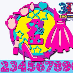 Pink doll Birthday Cake Topper, doll svg, Girl Birthday Party, Any Age Birthday, DIY digital download svg cricut silhouette