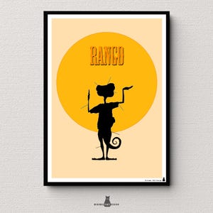 Rank Poster | Johnny Depp Western Movie Wall Art | Minimalist Cinema Print | Gold Orange | Digital Download image 1