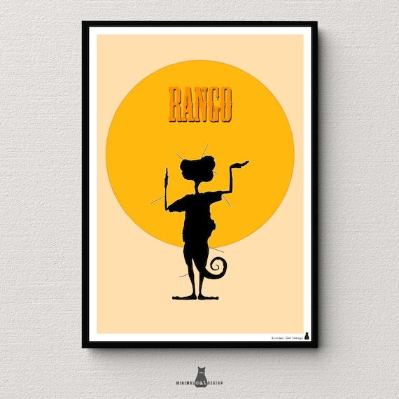 Rango Poster | Johnny Depp Western Movie Wall Art | Minimalist Cinema Print | Gold Orange | Digital Download