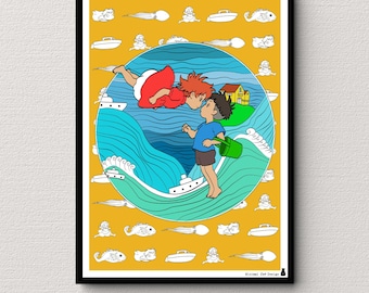 Ponyo Poster Printable | Wall Art | Anime Print | Instant Download PDF | Japanese Art