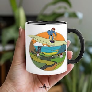 Nausicaä Valley Wind Mug 11oz, Studio Ghibli Coffee Cup, Anime Miyazaki Gift, Ohmu Princess, Black Handle Interior, Ceramic Mug