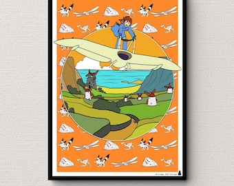 Nausicaä Valley Wind Poster, Studio Ghibli Anime Wall Art