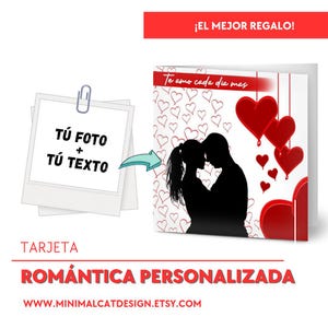 Tarjeta romántica personalizada con silueta y texto. Ideal para parejas. Amor.