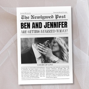Wedding Newspaper Program Template: Editable Infographic Timeline (Digital Download)