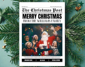 Christmas Family Newsletter Template, Year in Review (Digital Download)