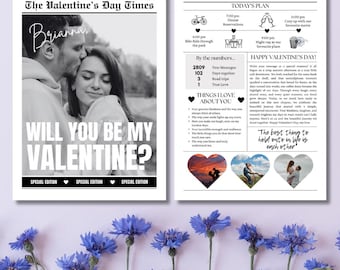 Valentine's Day Newspaper Gift, Custom Couple Template (Digital Download)