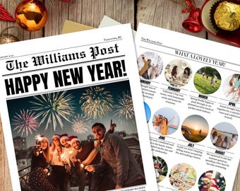 Biuletyn rodzinny „Podsumowanie roku 2025” – kartka noworoczna na rok 2026 (szablon Canva)