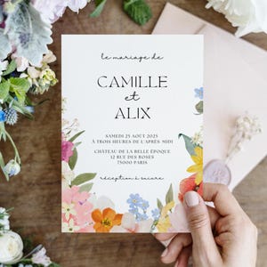 Faire Part Mariage Modèle, Invitation Mariage Template Canva en Français, Carte RSVP code QR, détails mariage papeterie florale, bricolage