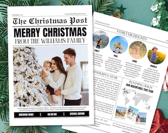 Christmas Family Newsletter Template, Year in Review (Editable Canva)