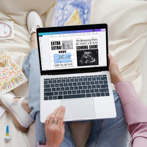 Krantsjabloon babyaankondiging: afdrukbare zwangerschapsonthulling (bewerkbaar in canva) afbeelding 7