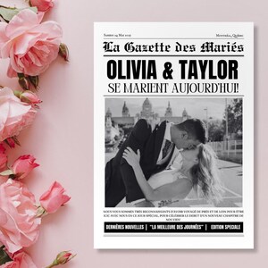 Gazette des Mariés: Modificable Programme de Mariage Modèle En Français  (Template Numérique Canva)