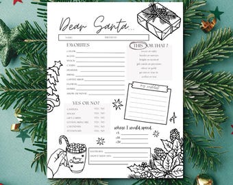 Sjabloon kerstverlanglijst werknemer, geheime kerstverlanglijst, afdrukbare kerstverlanglijst voor volwassenen, bewerkbaar in canvas, verlanglijst collega