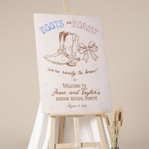 Boots or Bows Gender Reveal Sign: Western Theme (Canva Download)