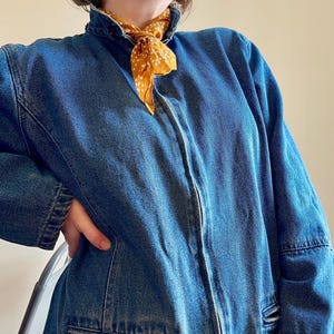 North Style - Vintage 90s Denim Chore/Work Coat, Plaid Lined and Removable Hood