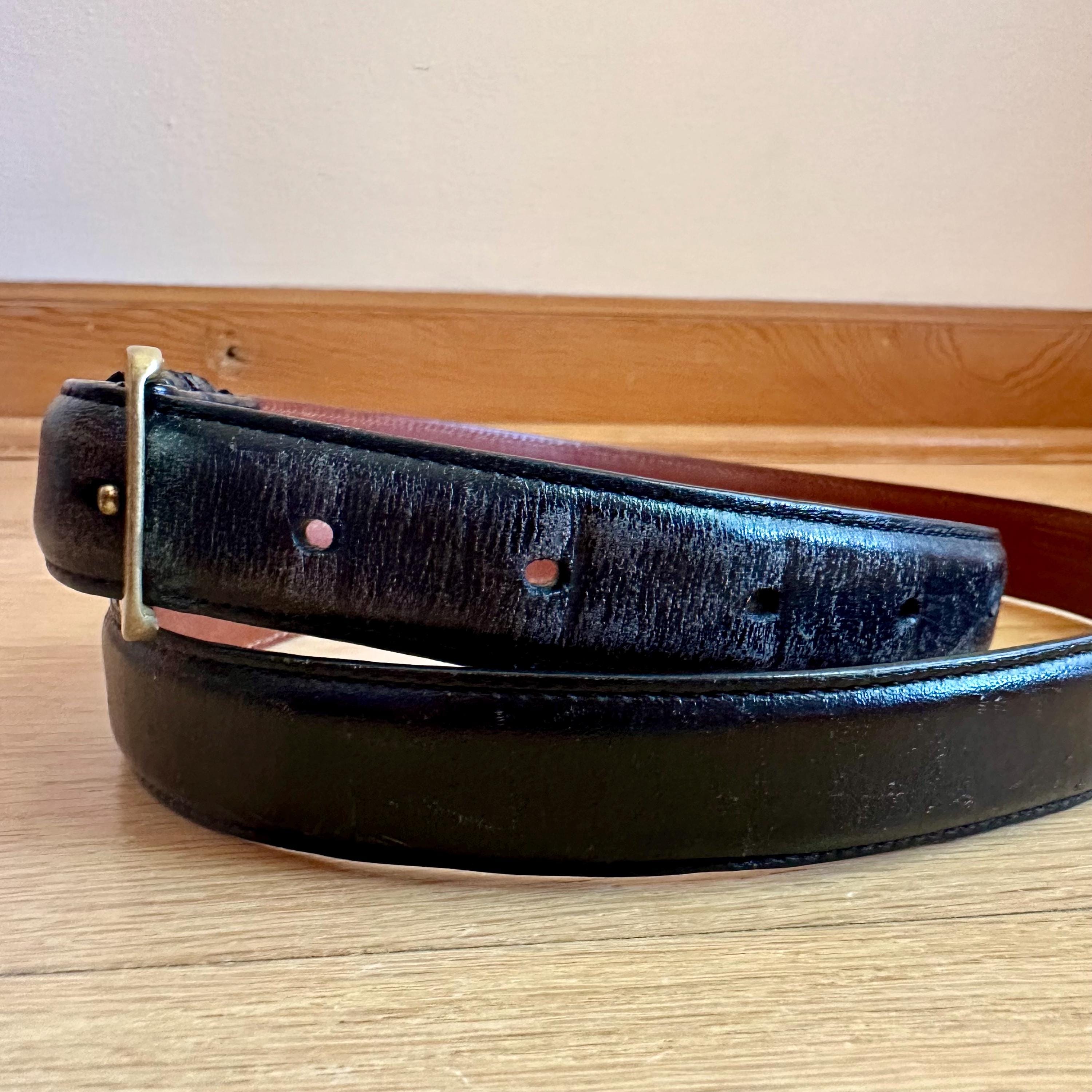 Coach - Vintage Skinny Black Leather Belt, Style #5700, 38 