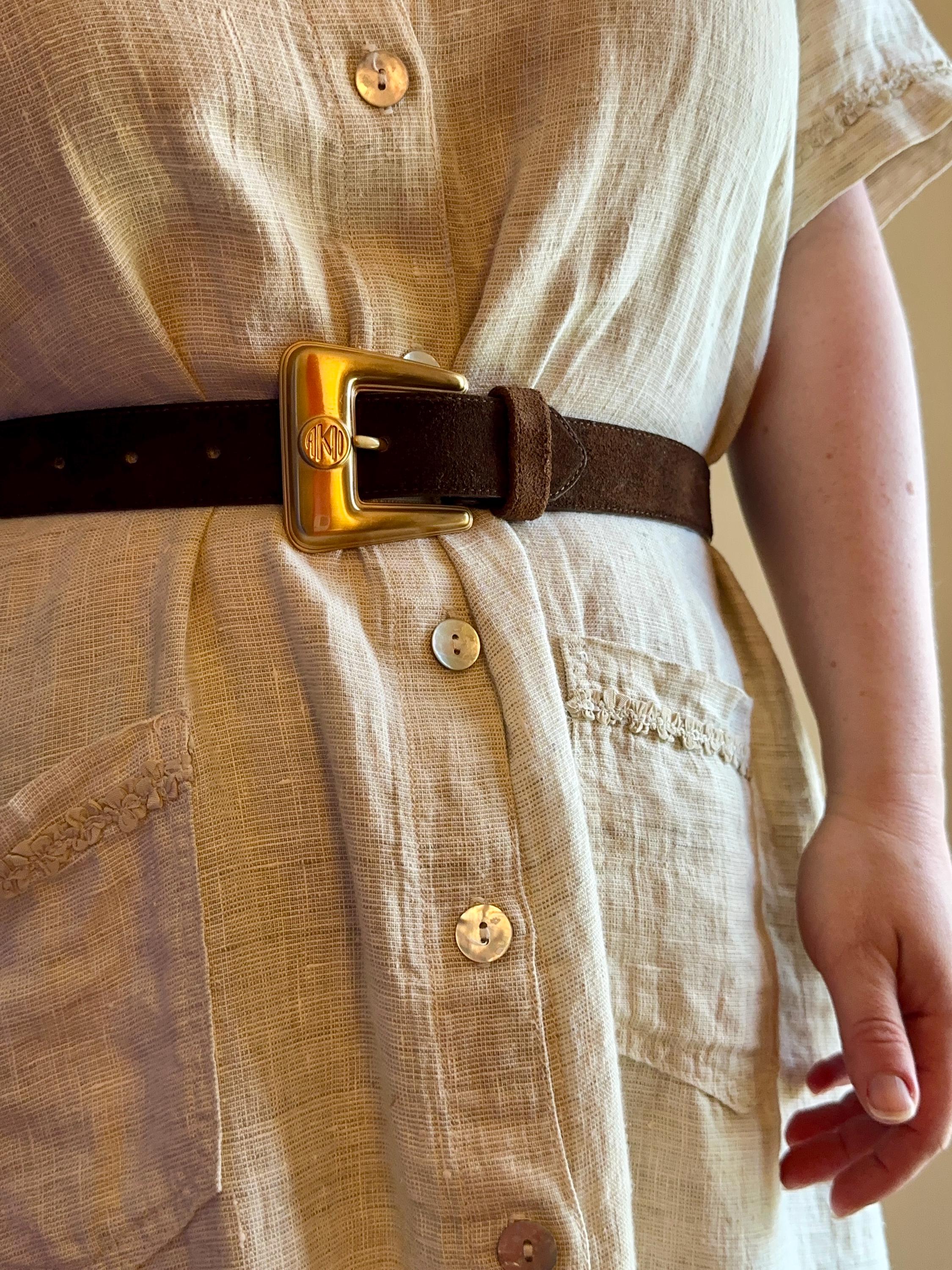 Anne Klein for Oroton - Vintage Brown Suede Leather Belt, 32  display picture 1