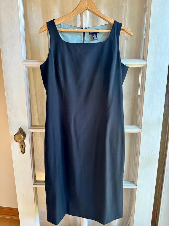 Ann Taylor, Ann Taylor - Vintage Wool-Blend Pinstriped Square neck Mid Length Dress