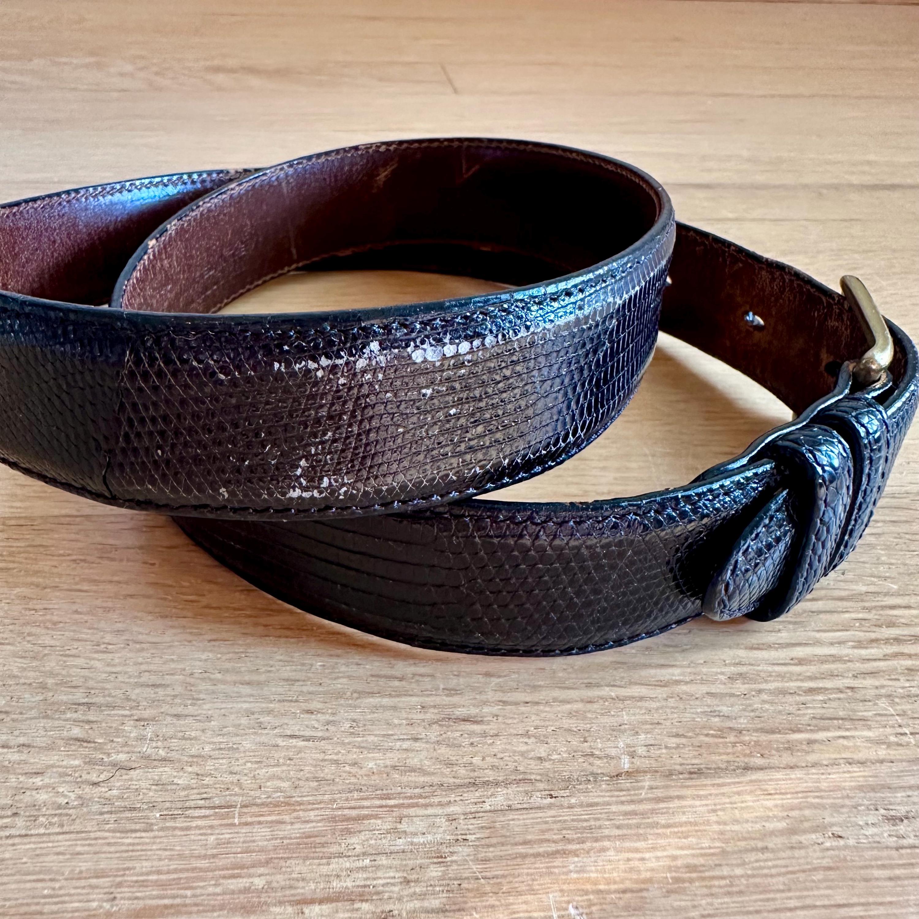 Coach small genuine lizard belt Vintage Brown Coach Lizard Leather Dress Belt #3870 Size 34  main image 3