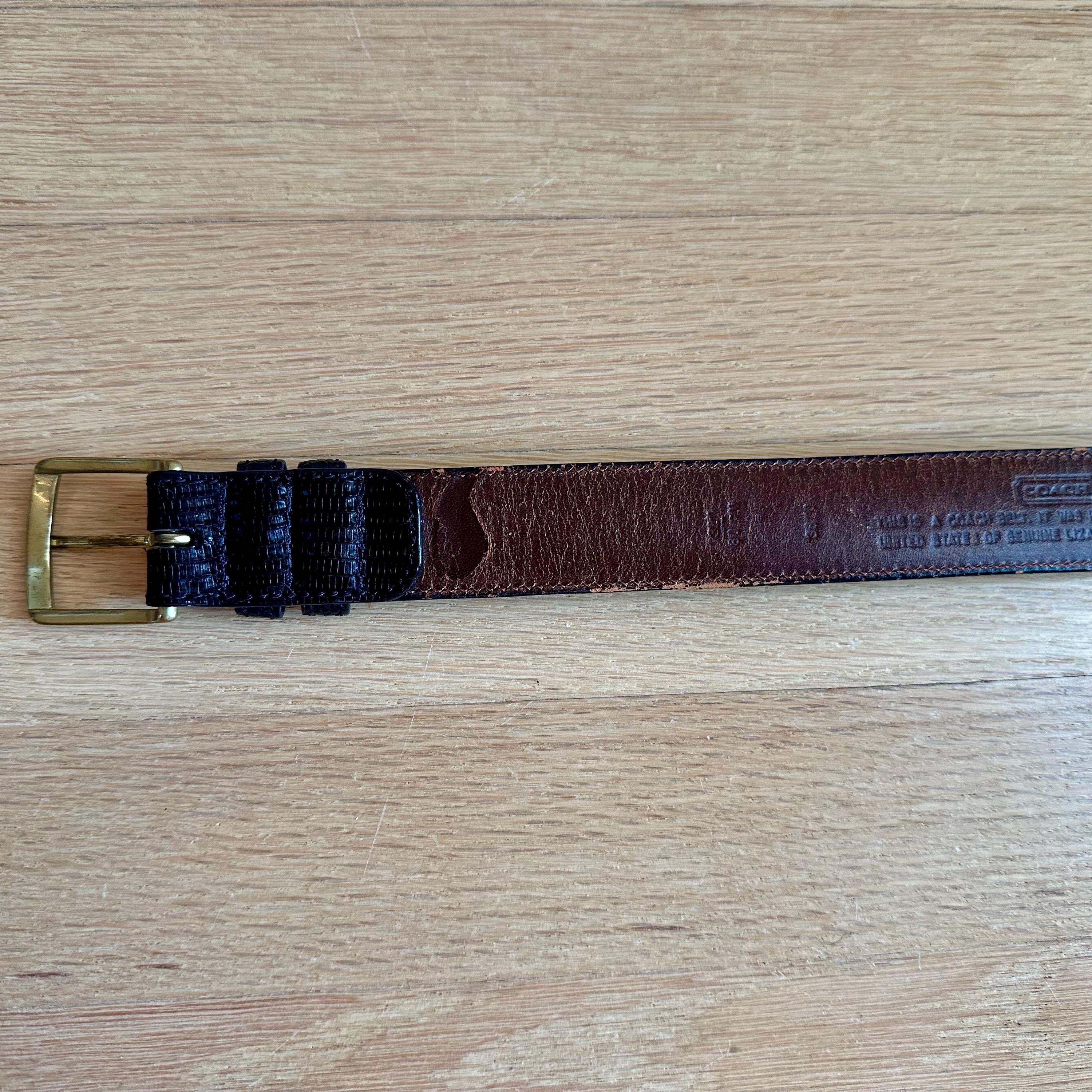 Coach Black Genuine Lizard Belt 3870 with Brass Buckle Size 38 Coach - Vintage Lizard Belt, 32 main image 4