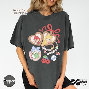 Comfort Colors Retro Super Mario Shirt, 1985 Princess Peach Tee, Cute Mario Movie Trip Shirt for Girls, Vintage Game Family Vacation Tee