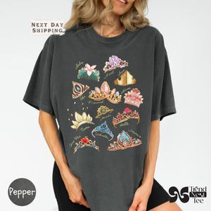 Vintage Disney Princess Crown Shirt Comfort Colors, Ariel Belle Cinderella Tee for Girl Trip, Magic Kingdom Outfit, Disneyworld Family Shirt