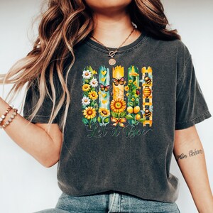 Comfort Colors Let It Bee Shirt with Bees, Butterflies, Flowers, and Honeycomb, Nature Garden Spring Tee, Bee Lover Gift