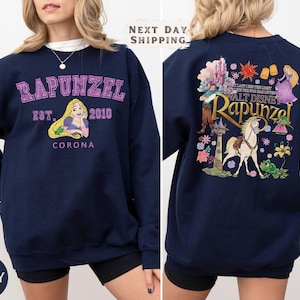 Vintage Rapunzel Tangled Crewneck, Retro Disney Princess Sweatshirt, Two-Sided WDW Disney Sweater, Fairytale Gift for Her
