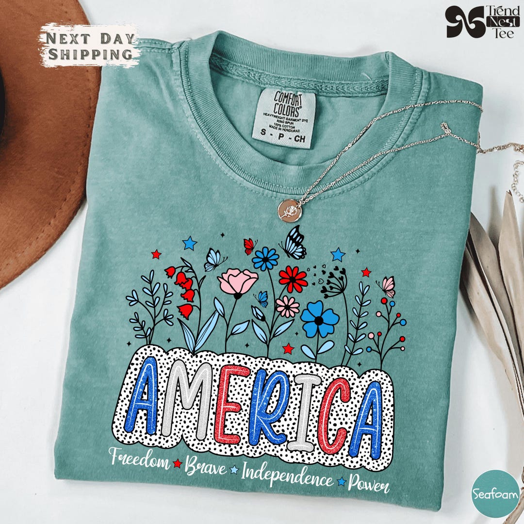 Wildflowers and America Comfort Colors Shirt, Freedom Brave ...