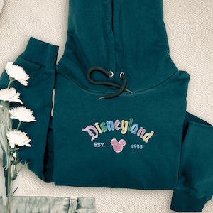 Disneyland Est 1955 Embroidered Sweatshirt, Cozy Disney Trip Crewneck, Cute Mickey & Friends Embroidered Sweater, Gift for Disney Fans