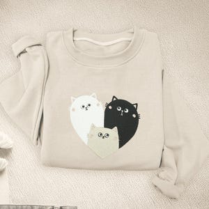 Adorable Cats Embroidered Sweatshirt, Peeking Cats Crewneck, Black Cat Shirt, Cozy Cat Mom Sweater,Pet Lover Gift, Cute Cat Lover Sweatshirt