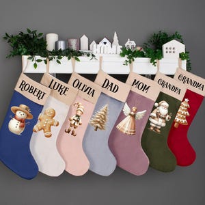 Christmas Stocking Velvet, Christmas Decoration Stocking, Christmas Stocking, Christmas Gift for Family, Decoration Applique Stocking,