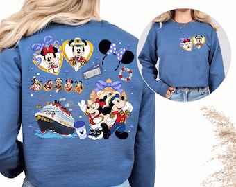 Sweat-shirt croisière Mickey Minnie tenue Disney Cruise Line, pull graphique Captain Mickey Minnie Love