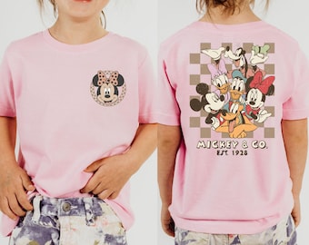 Custom Mickey & Co 1928 Retro Toddler Shirt, Vintage Mickey And Friends  Two-Sided Tee, Disney Family Shirt, Disneyland Gift