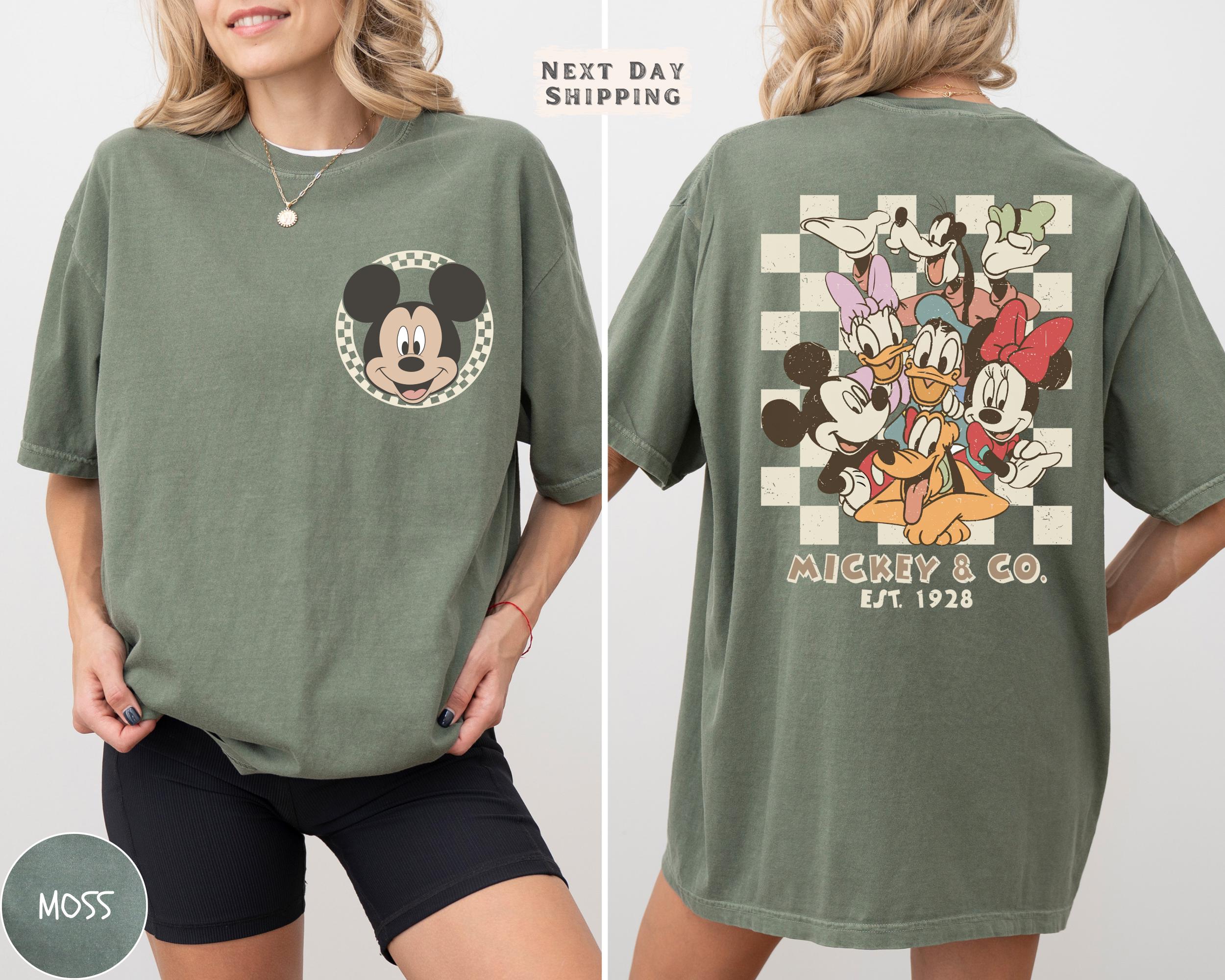 Custom Mickey & Co 1928 Retro Comfort Colors Shirt, Vintage Mickey And Friends  Two-Sided Tee, Disney Family Shirt, Disneyland Gift