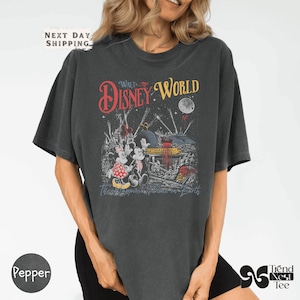 Comfort Colors Retro Disneyworld The Happiest Place On Earth, Vintage Style Mickey Minnie Tee, Perfect For Disneyland And Walt DisneyWorld