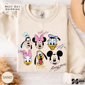 Disney Characters Signature Sweatshirt, Mickey and Friends Pullover, Cozy Magical Crewneck for Park Days, Mouse Head Gift for Disney Fans
