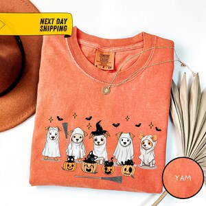 Comfort Colors® Сute Ghost Dog T-shirt, Ghost Dog Tee, Dog Lovers Tshirt, Halloween Cute Shirt, Halloween Dog T-shirt, Spooky Season Gift