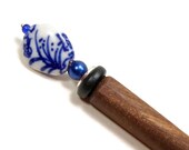 Laying Tool Sewing Stiletto Beaded Delft Blue Needlepoint Quilting Tool Shawl Pin Hairstick