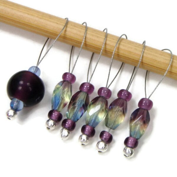 Knitting Stitch Markers, Snag Free, DIY Knitting, Rainbow, Purple, TJBdesigns