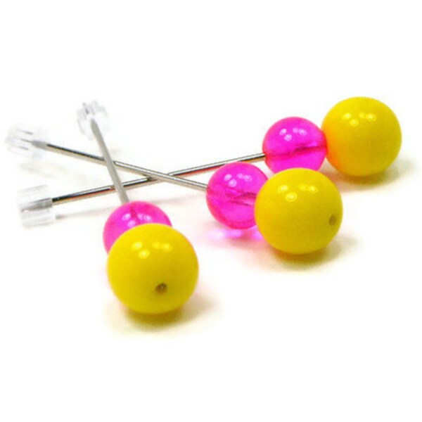 Counting Pins Marking Pins Hot Pink Yellow Cross Stitch Needlepoint Hardanger